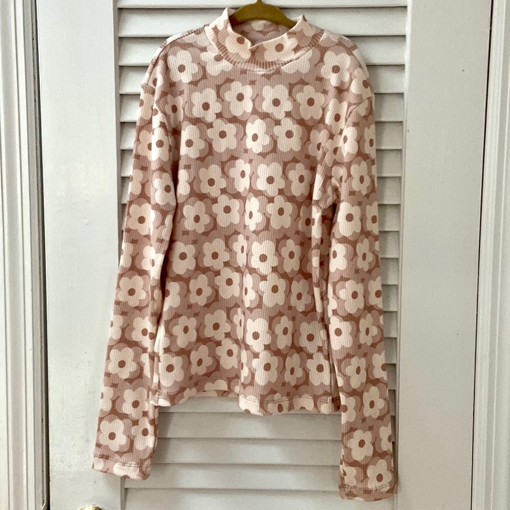 NWT Zara Flowered Mock Turtleneck Neutral size 13-14 years (164 cm) - Picture 1 of 5